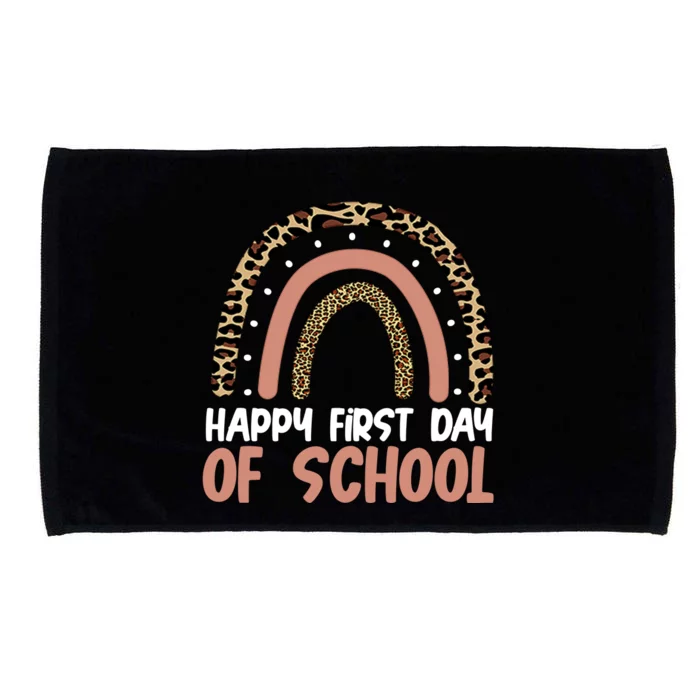 Happy First Day Of School Leopard Rainbow Microfiber Hand Towel