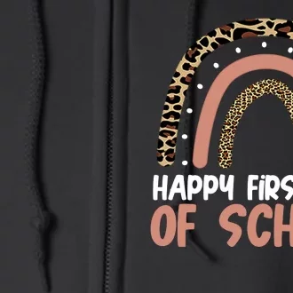 Happy First Day Of School Leopard Rainbow Full Zip Hoodie