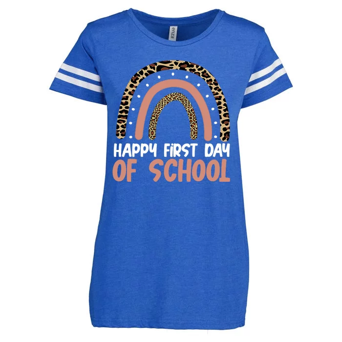 Happy First Day Of School Leopard Rainbow Enza Ladies Jersey Football T-Shirt