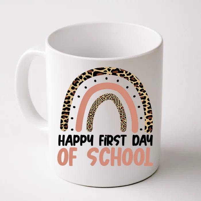 Happy First Day Of School Leopard Rainbow Front & Back Coffee Mug