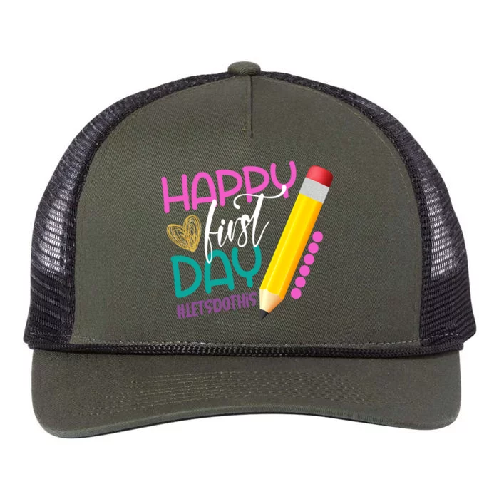 Happy First Day Of School Lets Do This Retro Rope Trucker Hat Cap