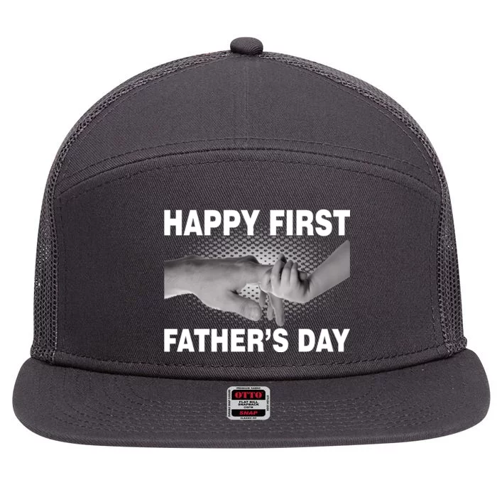 Happy First Father's Day 7 Panel Mesh Trucker Snapback Hat