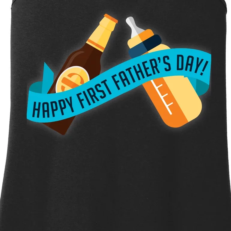 Happy First Father's Day Baby Bottle Ladies Essential Tank