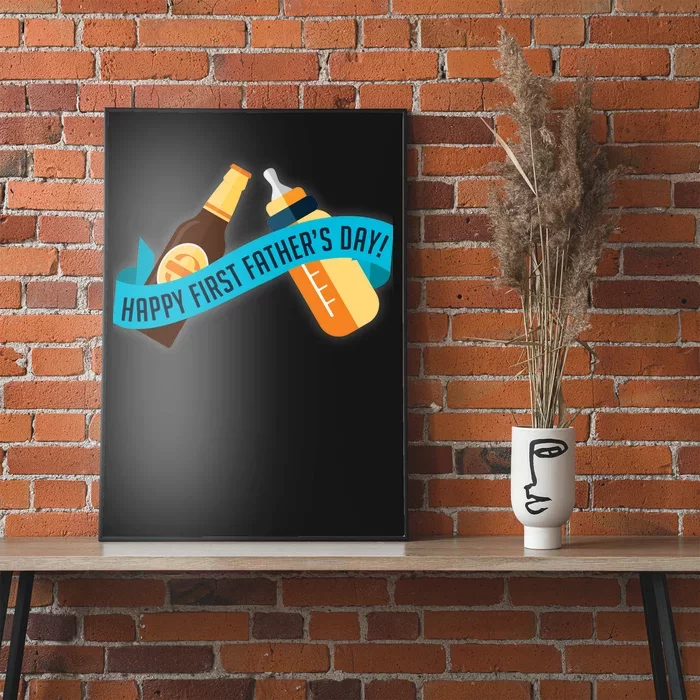 Happy First Father's Day Baby Bottle Poster