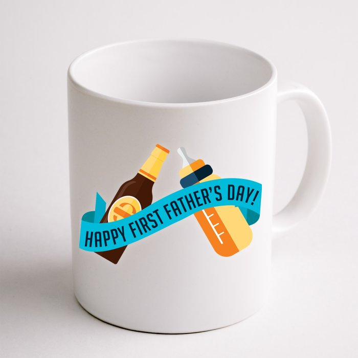 Happy First Father's Day Baby Bottle Front & Back Coffee Mug