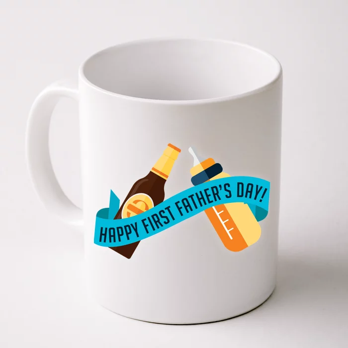 Happy First Father's Day Baby Bottle Front & Back Coffee Mug