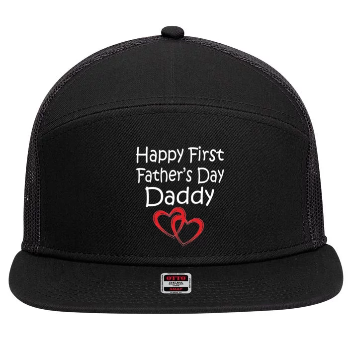 Happy First Father's Day Daddy 7 Panel Mesh Trucker Snapback Hat