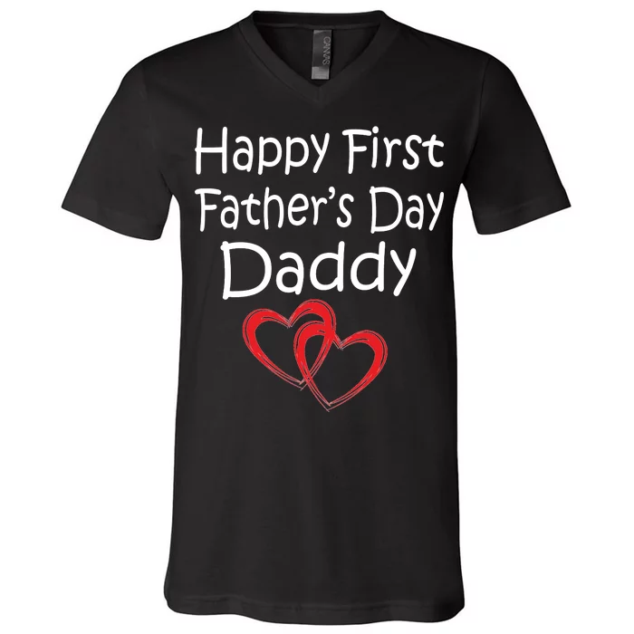 Happy First Father's Day Daddy V-Neck T-Shirt