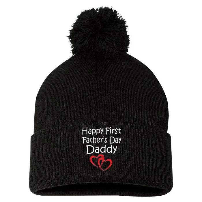 Happy First Father's Day Daddy Pom Pom 12in Knit Beanie