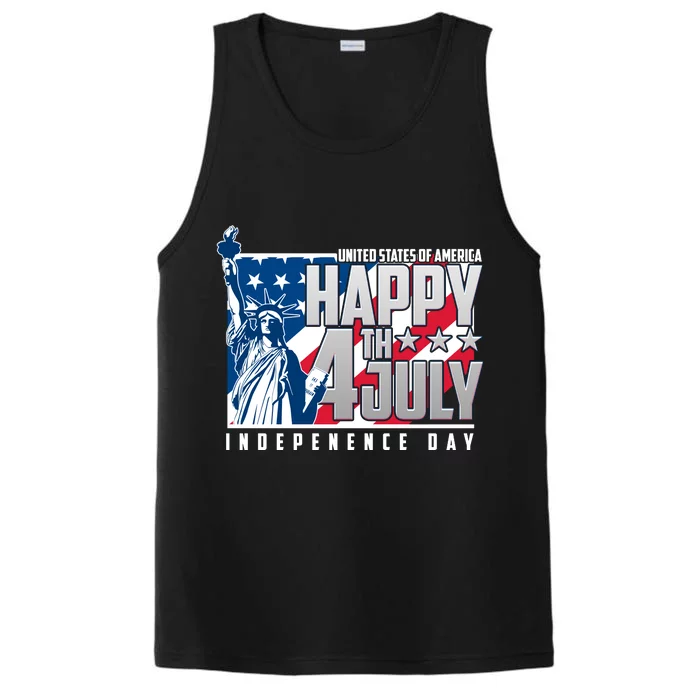 Happy Fourth of July Independence Day Statue of Liberty USA Flag Performance Tank