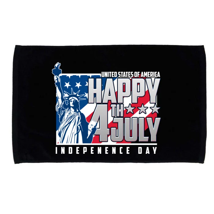 Happy Fourth of July Independence Day Statue of Liberty USA Flag Microfiber Hand Towel