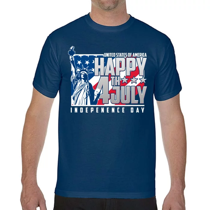 Happy Fourth of July Independence Day Statue of Liberty USA Flag Comfort Colors T-Shirt