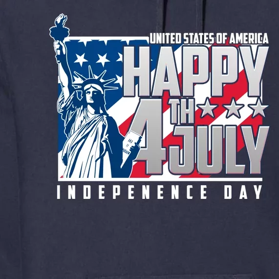 Happy Fourth of July Independence Day Statue of Liberty USA Flag Premium Hoodie