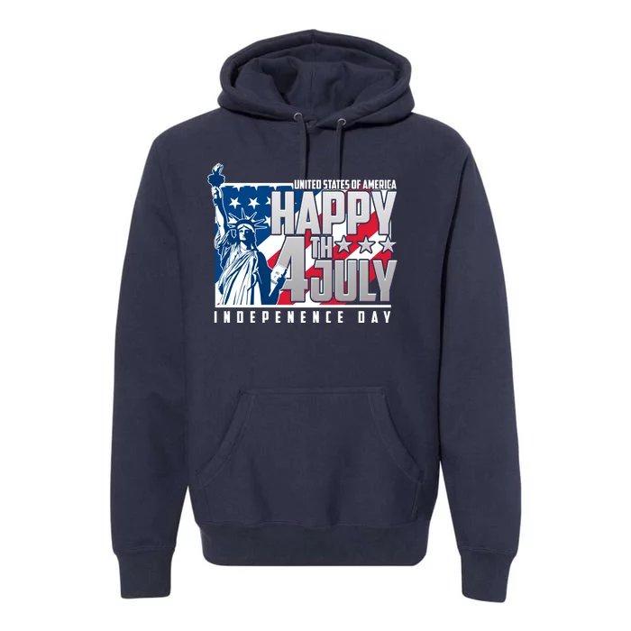 Happy Fourth of July Independence Day Statue of Liberty USA Flag Premium Hoodie