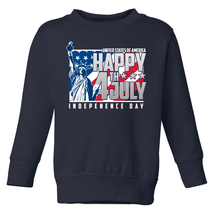 Happy Fourth of July Independence Day Statue of Liberty USA Flag Toddler Sweatshirt