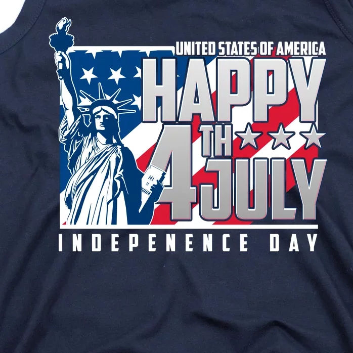 Happy Fourth of July Independence Day Statue of Liberty USA Flag Tank Top