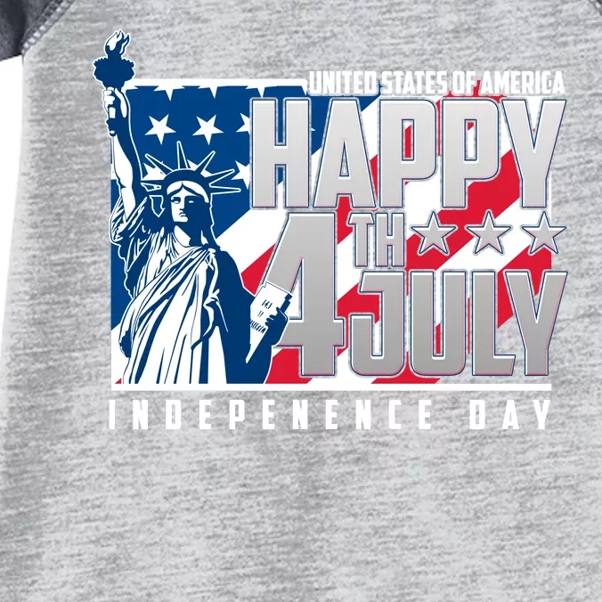 Happy Fourth of July Independence Day Statue of Liberty USA Flag Infant Baby Jersey Bodysuit