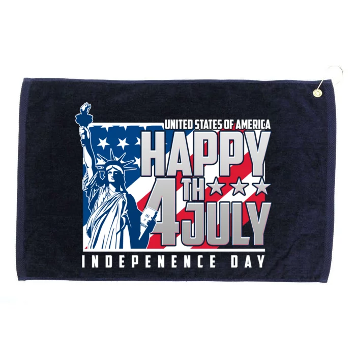 Happy Fourth of July Independence Day Statue of Liberty USA Flag Grommeted Golf Towel