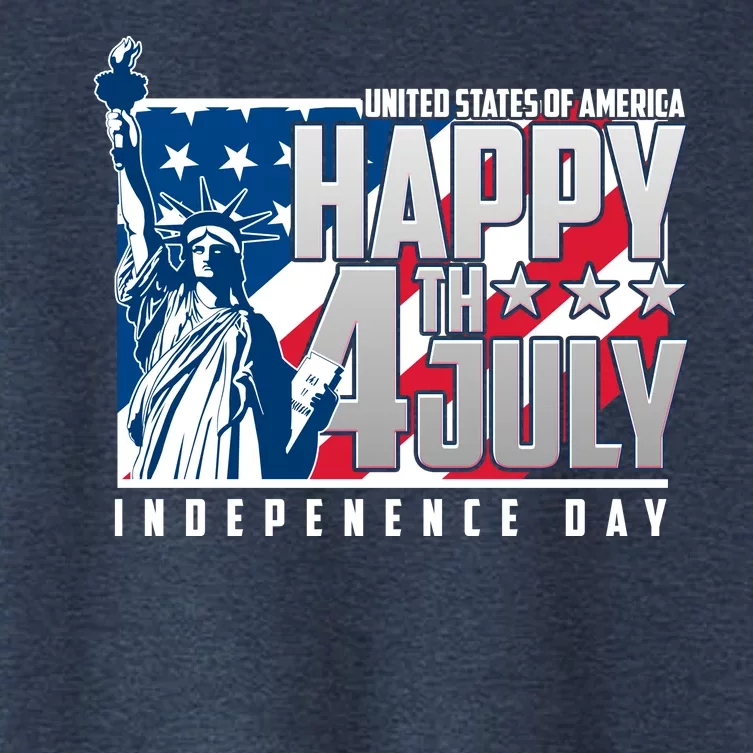 Happy Fourth of July Independence Day Statue of Liberty USA Flag Women's Crop Top Tee