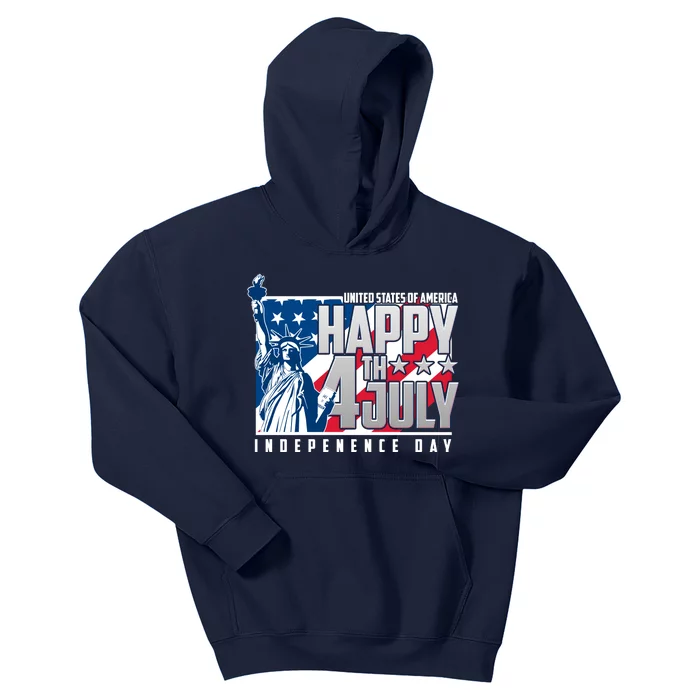 Happy Fourth of July Independence Day Statue of Liberty USA Flag Kids Hoodie