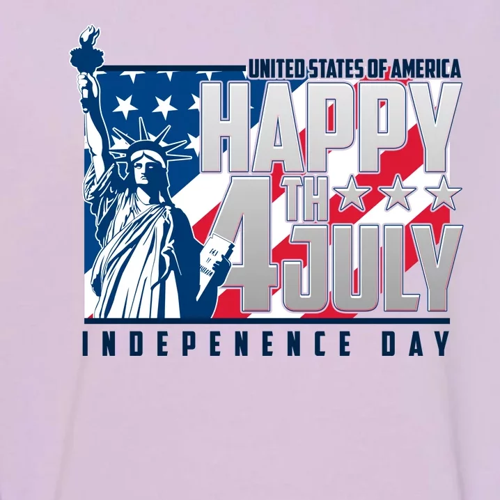 Happy Fourth of July Independence Day Statue of Liberty USA Flag Garment-Dyed Sweatshirt