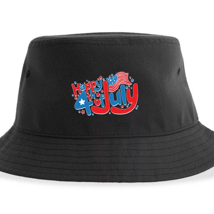 Happy Fourth Of July Red White And Blue Sustainable Bucket Hat