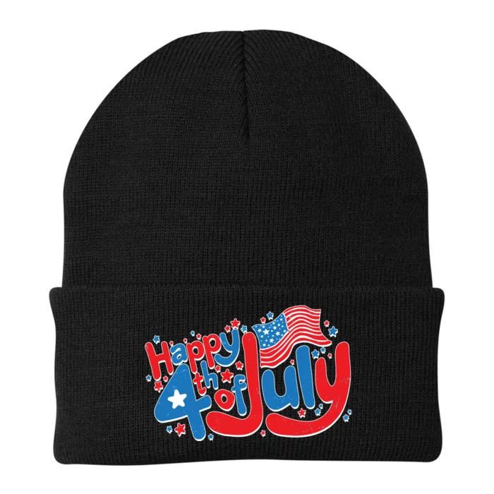 Happy Fourth Of July Red White And Blue Knit Cap Winter Beanie