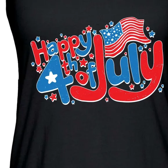 Happy Fourth Of July Red White And Blue Ladies Essential Flowy Tank