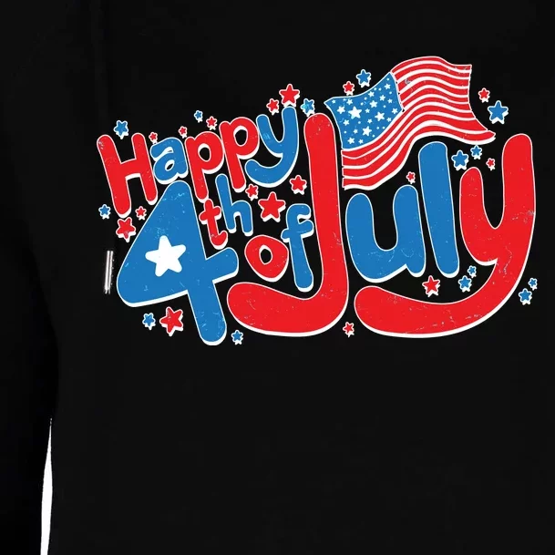 Happy Fourth Of July Red White And Blue Womens Funnel Neck Pullover Hood