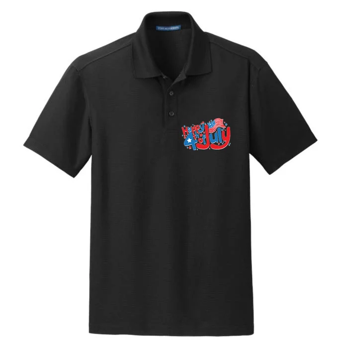 Happy Fourth Of July Red White And Blue Dry Zone Grid Performance Polo