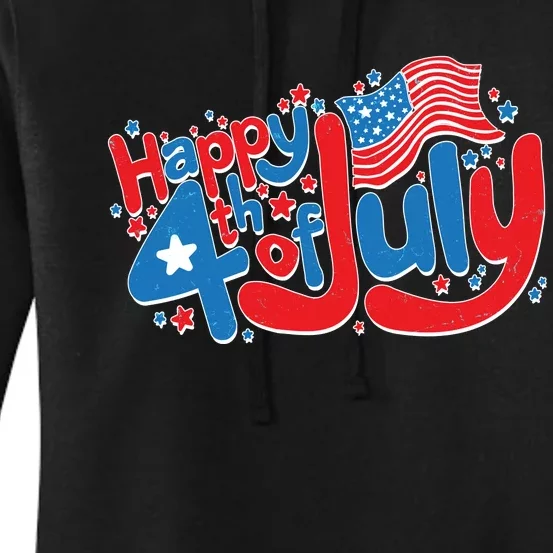 Happy Fourth Of July Red White And Blue Women's Pullover Hoodie