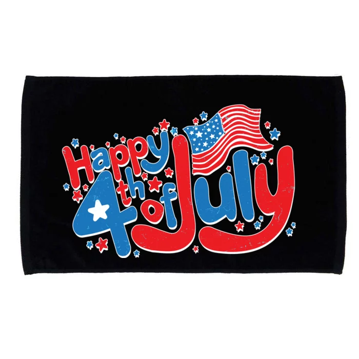 Happy Fourth Of July Red White And Blue Microfiber Hand Towel