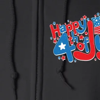 Happy Fourth Of July Red White And Blue Full Zip Hoodie