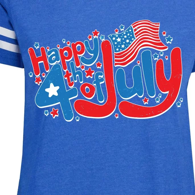 Happy Fourth Of July Red White And Blue Enza Ladies Jersey Football T-Shirt