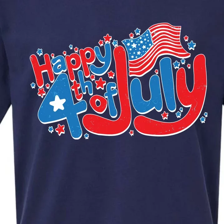 Happy Fourth Of July Red White And Blue Sueded Cloud Jersey T-Shirt