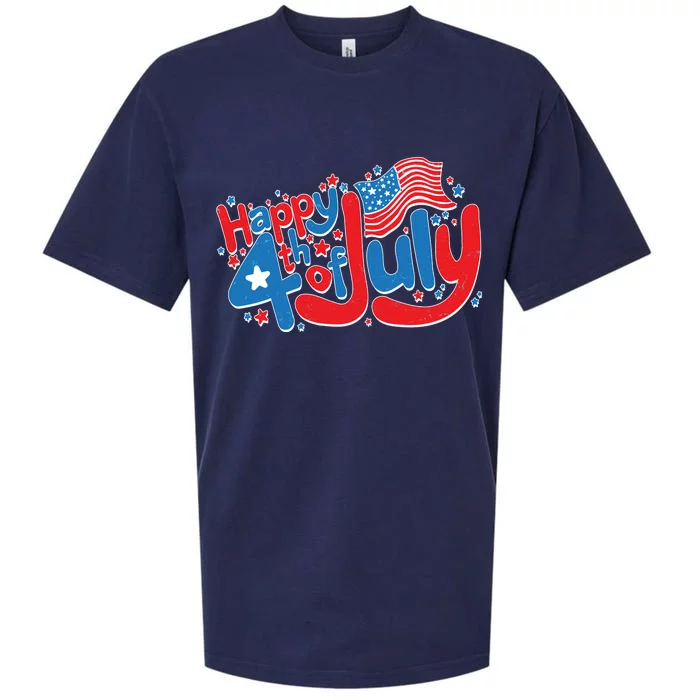 Happy Fourth Of July Red White And Blue Sueded Cloud Jersey T-Shirt