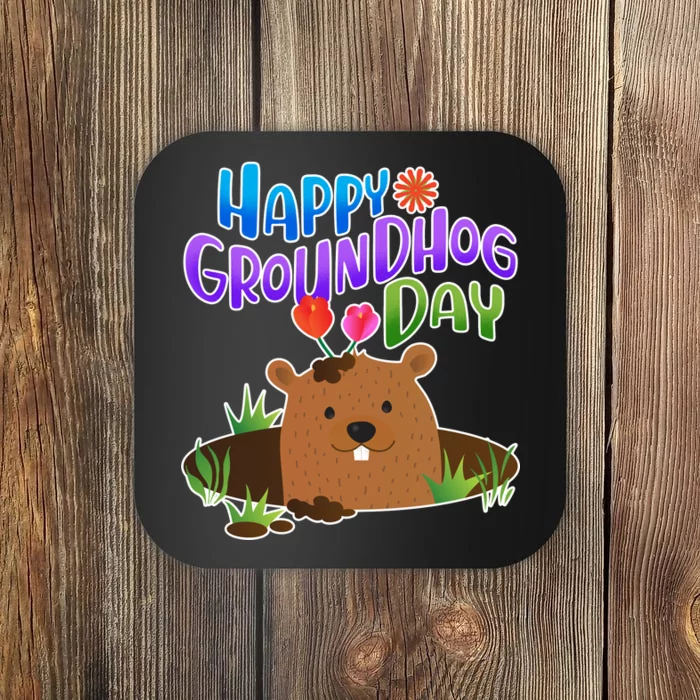 Happy Groundhog Day Coaster