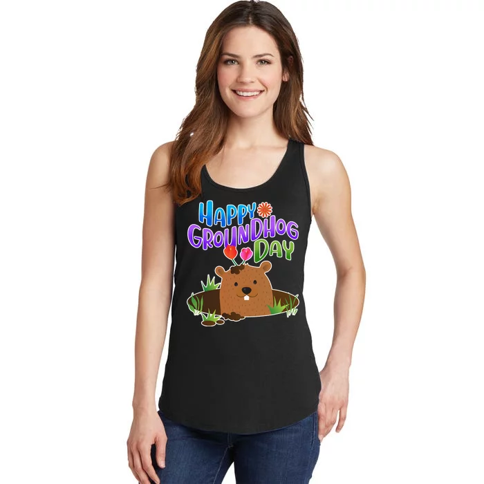 Happy Groundhog Day Ladies Essential Tank