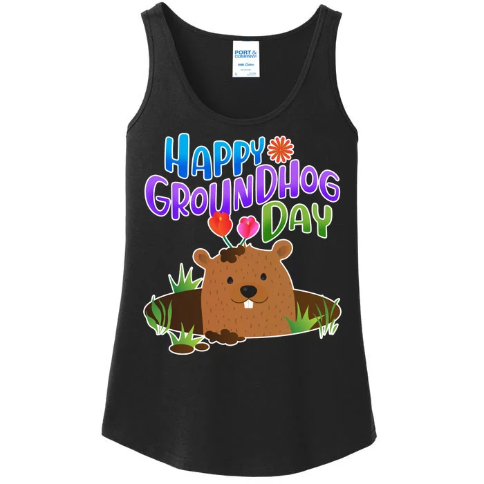 Happy Groundhog Day Ladies Essential Tank