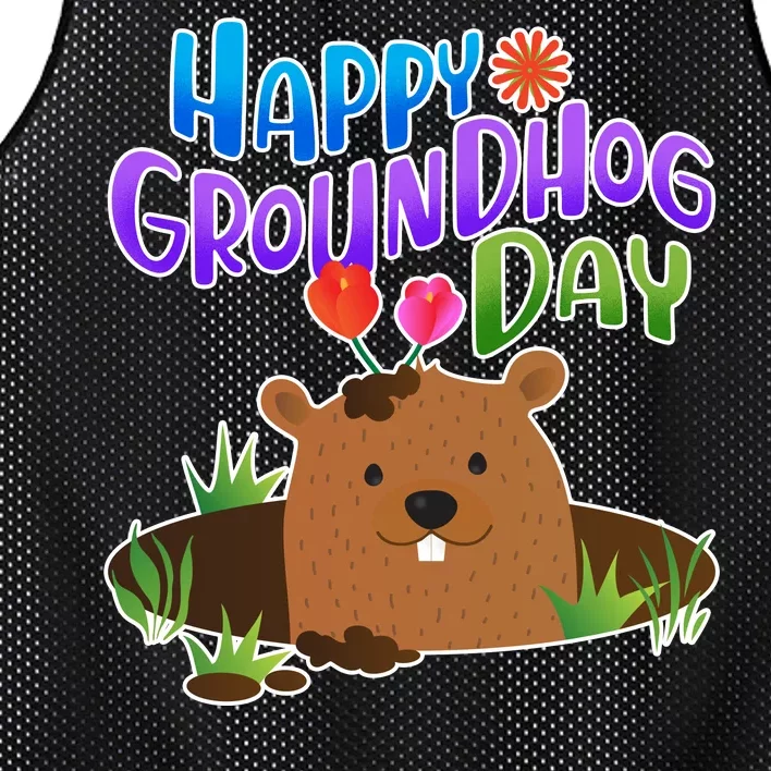 Happy Groundhog Day Mesh Reversible Basketball Jersey Tank