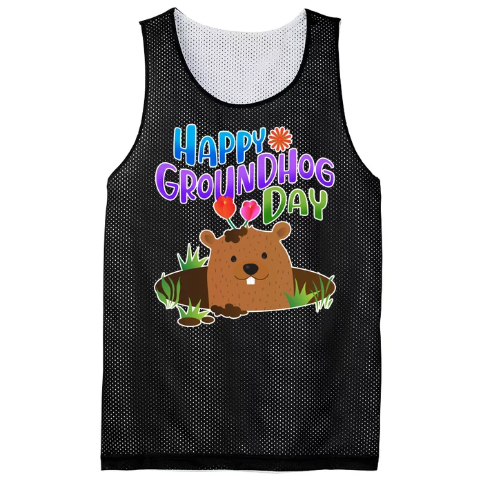 Happy Groundhog Day Mesh Reversible Basketball Jersey Tank