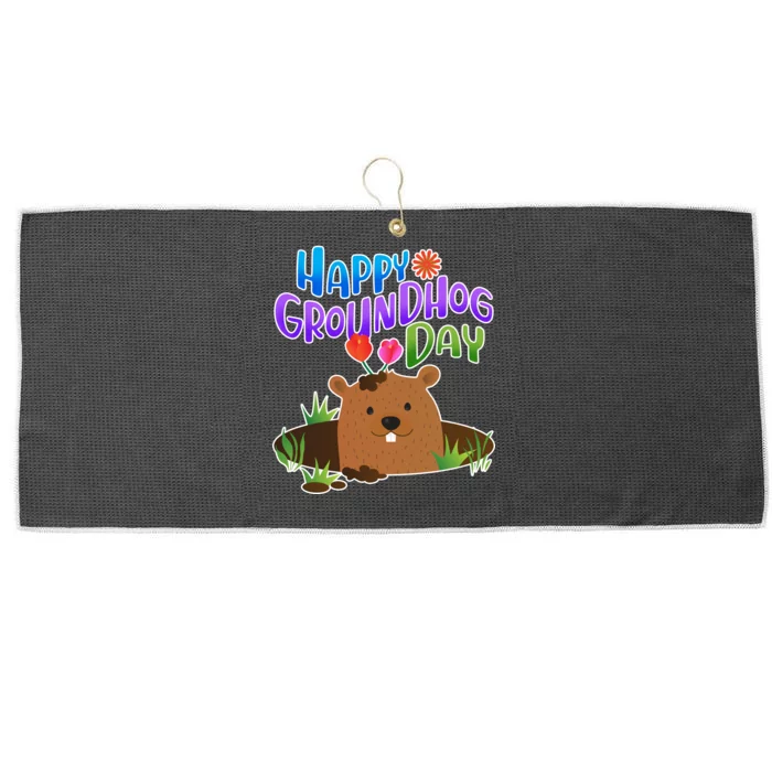 Happy Groundhog Day Large Microfiber Waffle Golf Towel