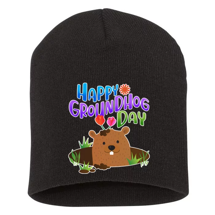 Happy Groundhog Day Short Acrylic Beanie