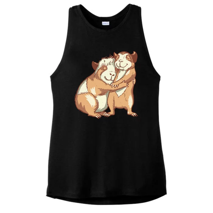 Happy Guinea Pigs Hugging Ladies Tri-Blend Wicking Tank