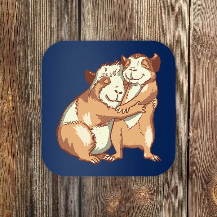 Happy Guinea Pigs Hugging Coaster