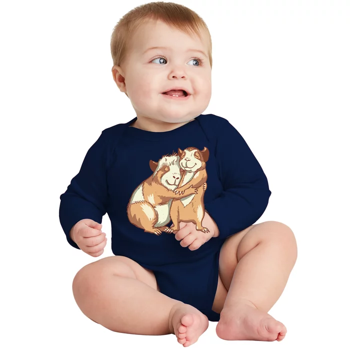 Happy Guinea Pigs Hugging Baby Long Sleeve Bodysuit