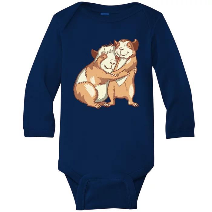 Happy Guinea Pigs Hugging Baby Long Sleeve Bodysuit