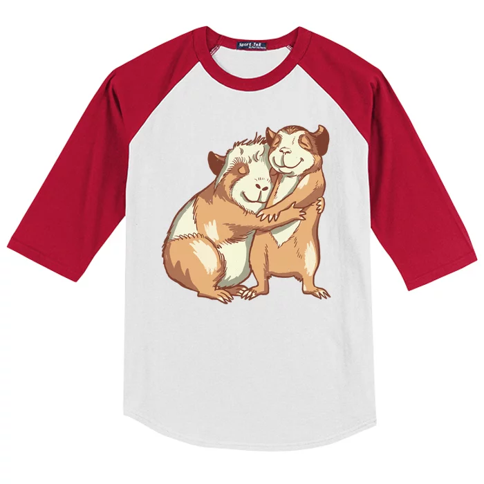 Happy Guinea Pigs Hugging Kids Colorblock Raglan Jersey