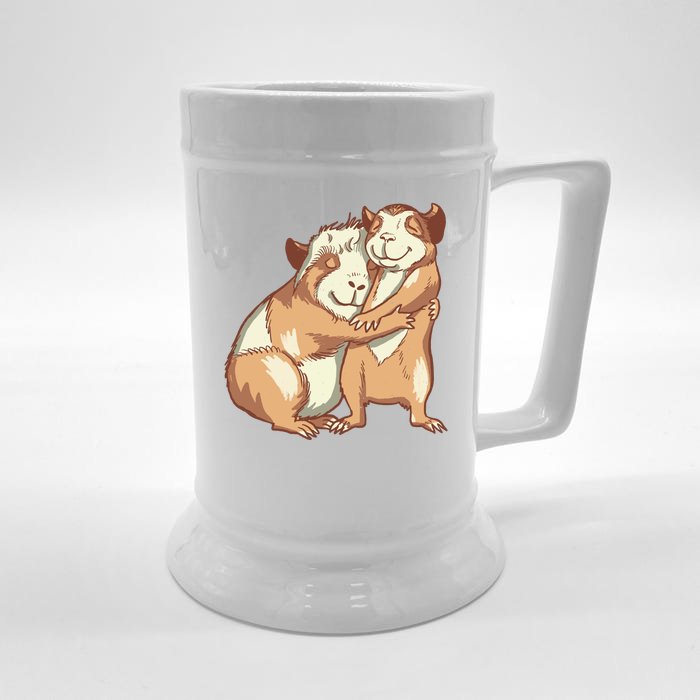 Happy Guinea Pigs Hugging Front & Back Beer Stein