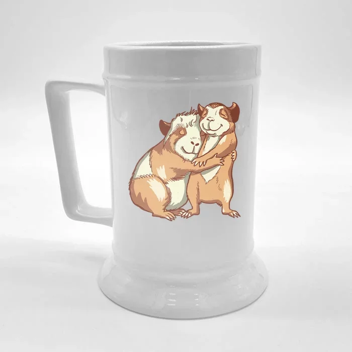 Happy Guinea Pigs Hugging Front & Back Beer Stein